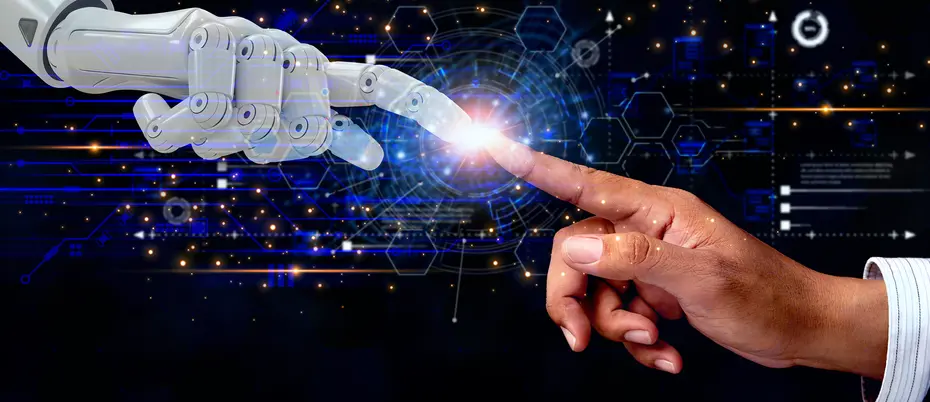 Robot and human finger touching