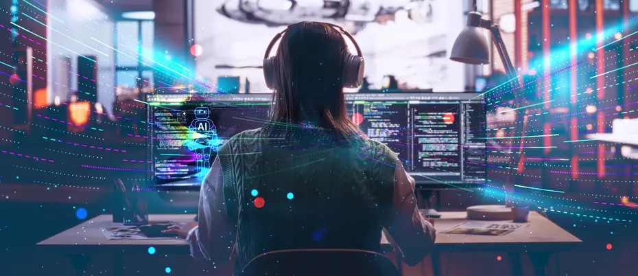 A developer uses generative AI technology while coding