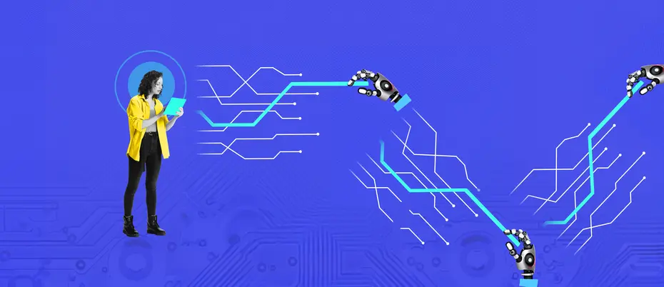 A person uses a chain of artificial intelligence