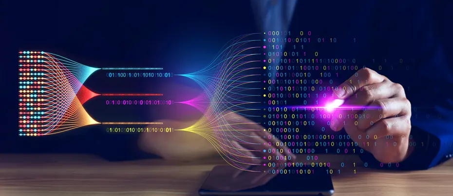 A person sorts through data