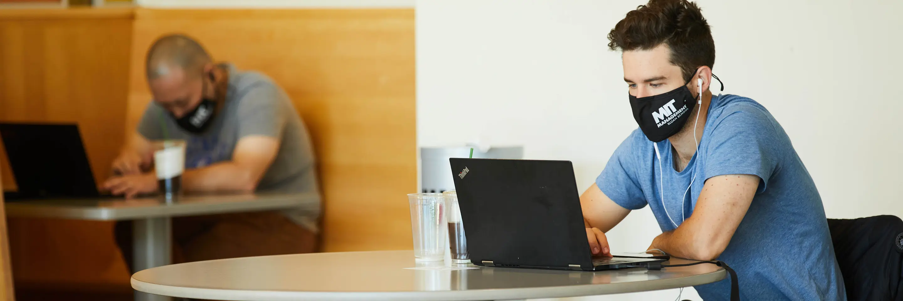 A photo of students working on campus