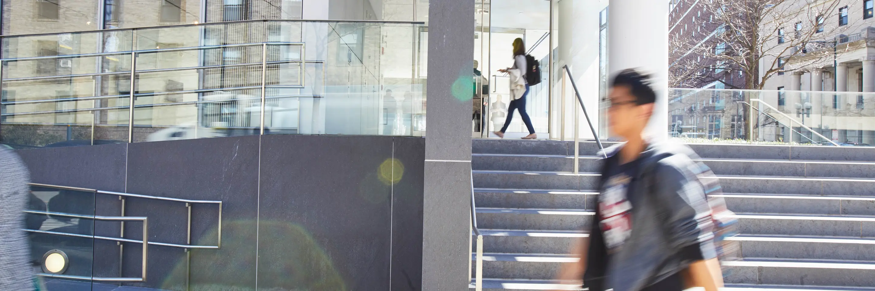 A photo of students walking around campus