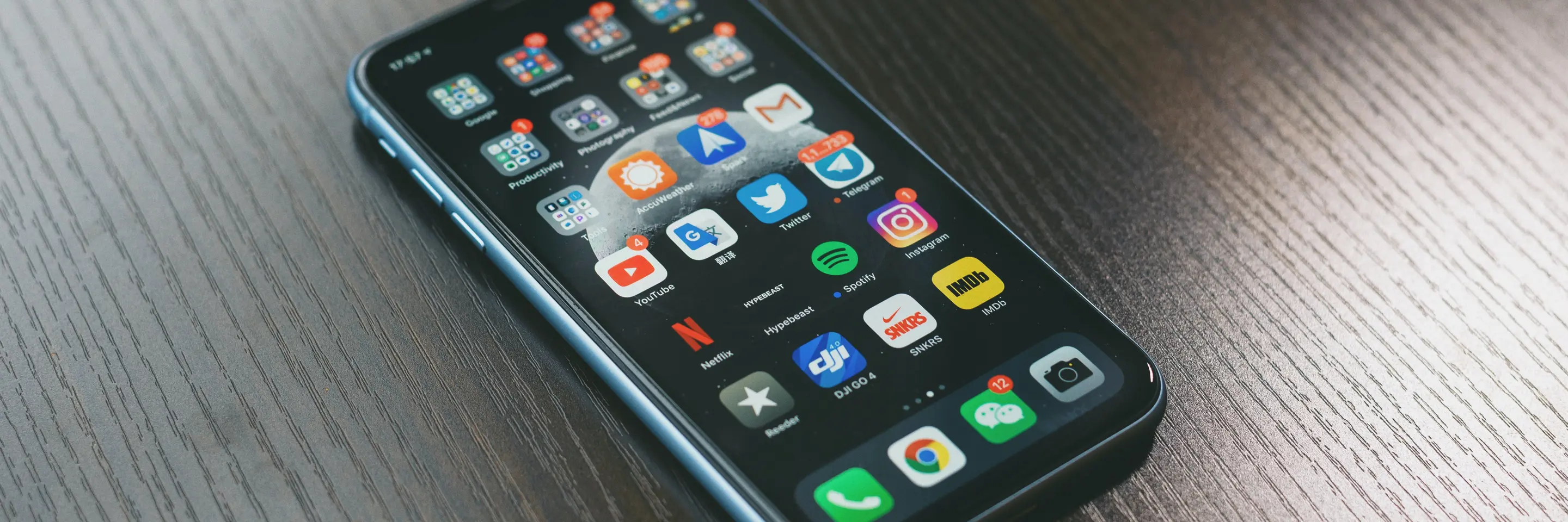 Cell phone on a table