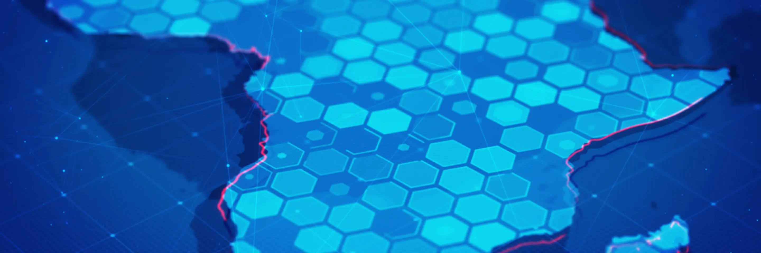 Continent of Africa depicted in a hexagons.