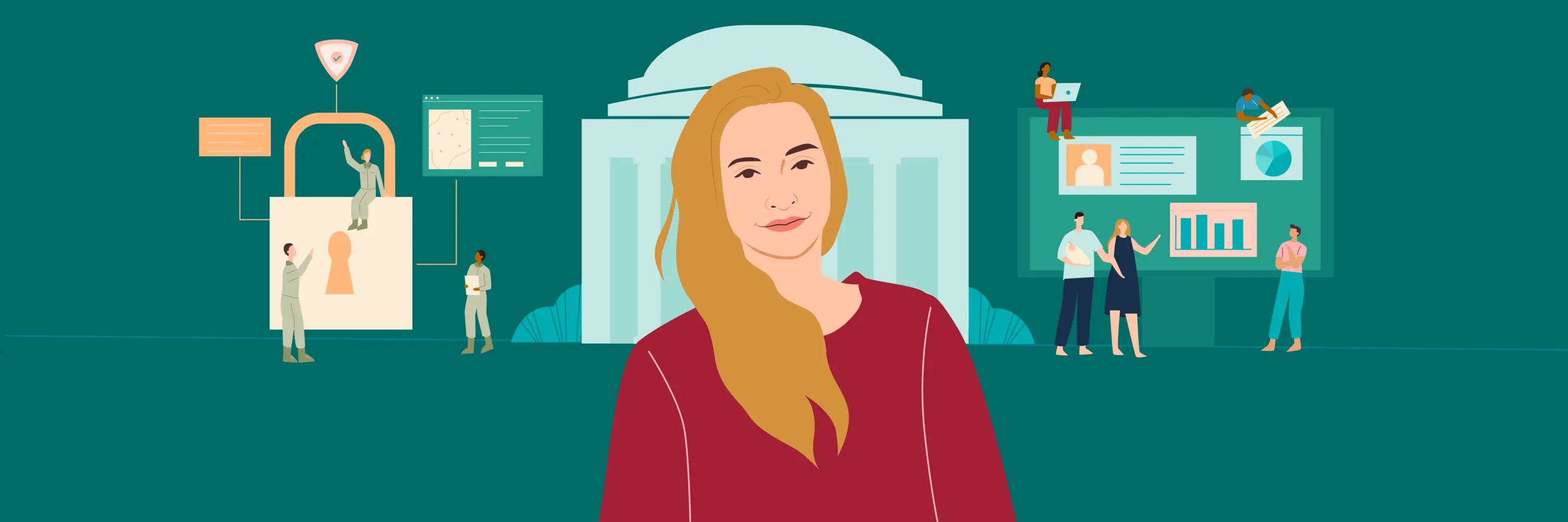 Header illustration of Caitlin Haner