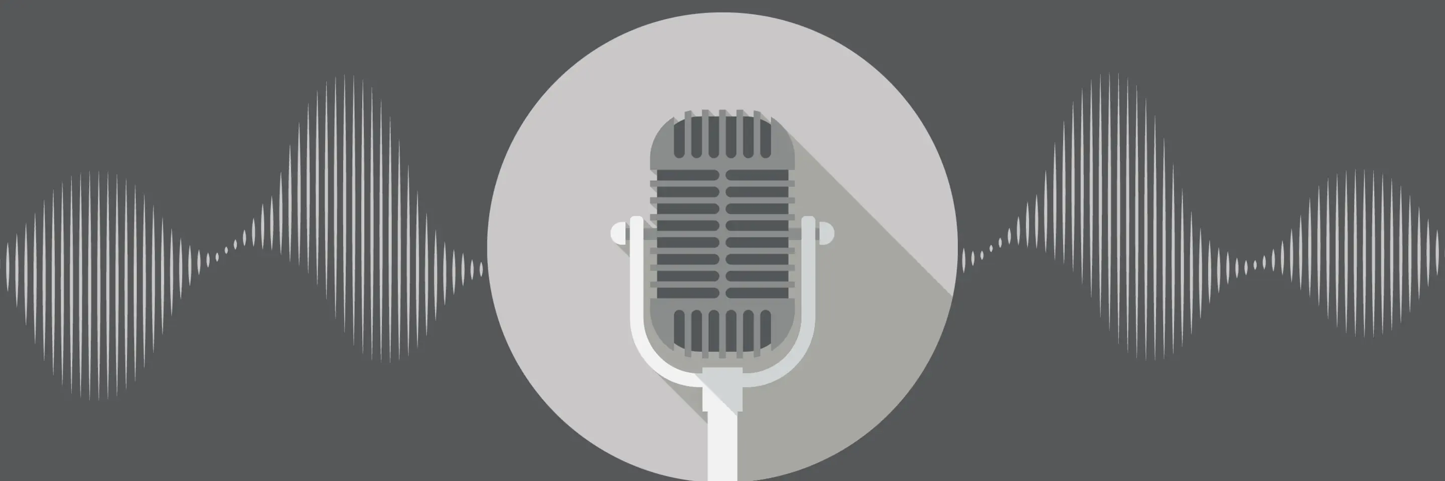 Microphone graphic with soundwaves