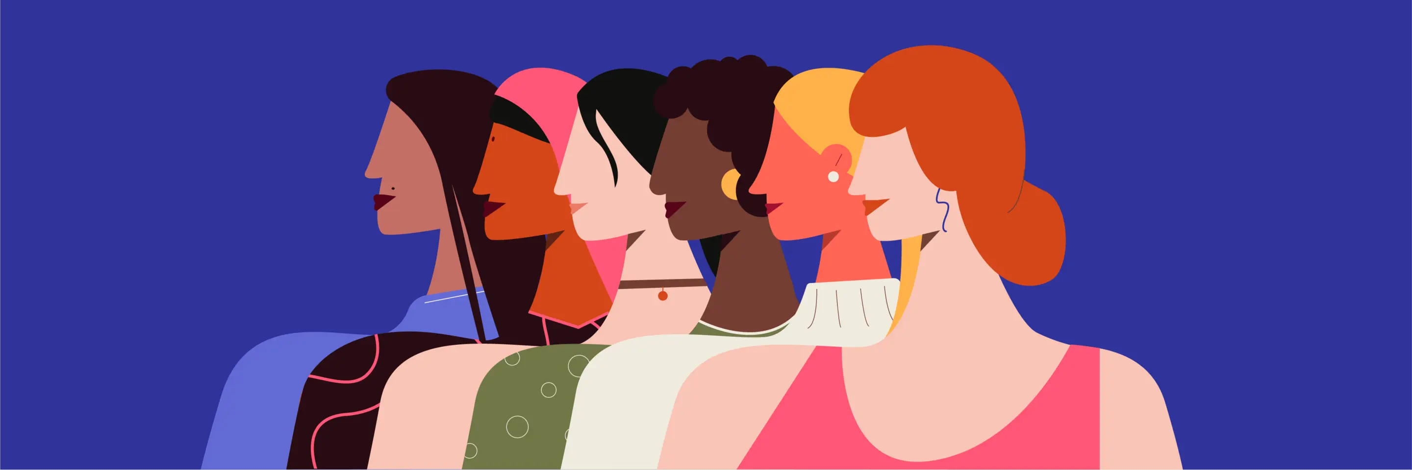 Graphic of women of all nationalities standing proud