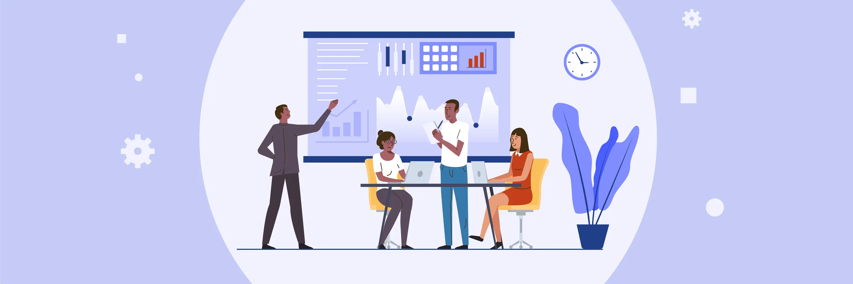 Graphic of person giving presentation