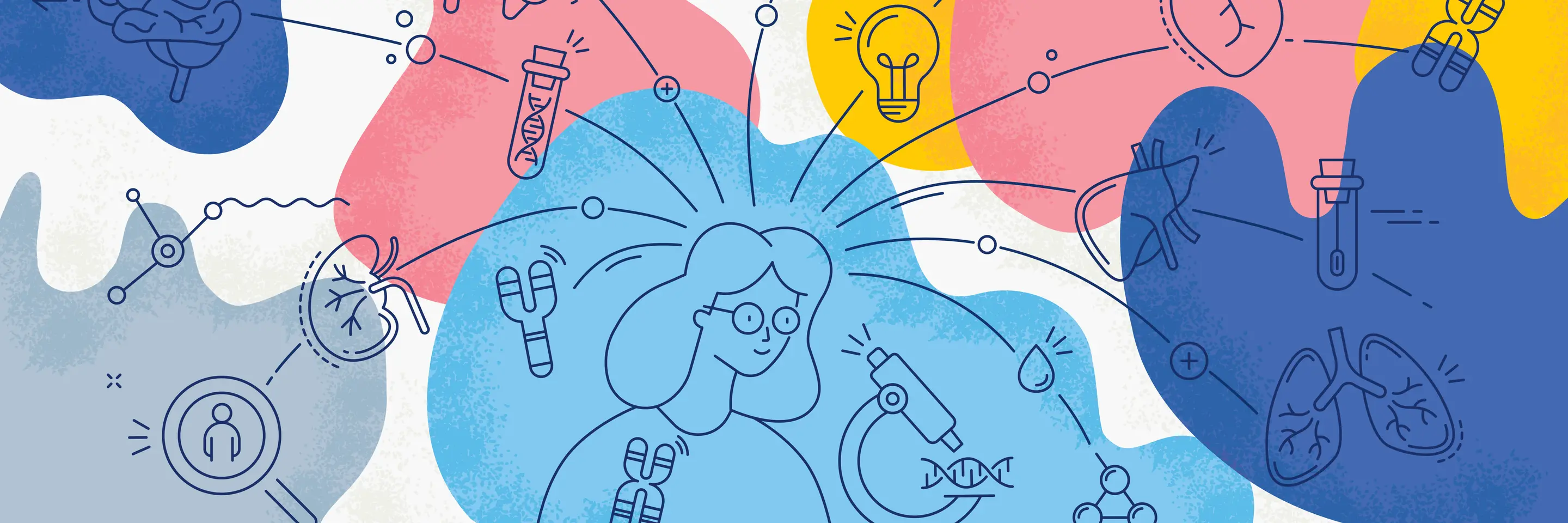 Illustration of ideas sprouting from woman's head