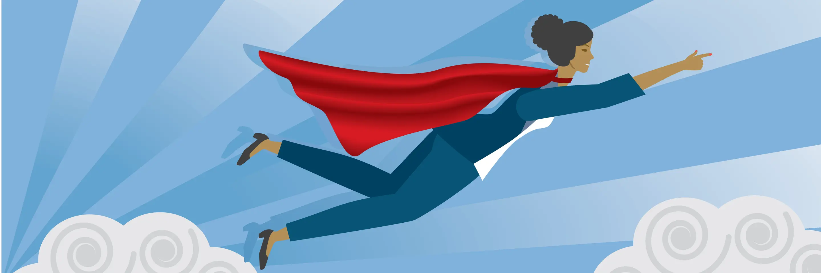 Illustration of flying woman superhero