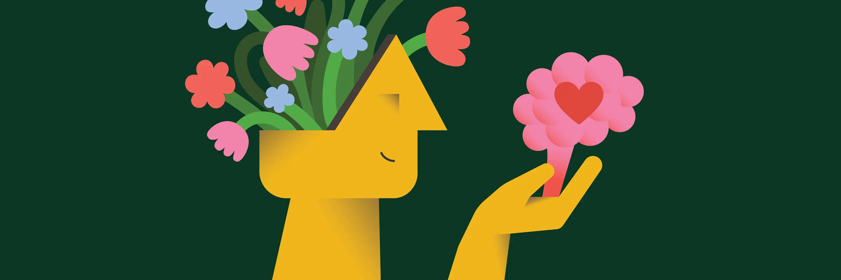 Illustration of a person's head sprouting ideas