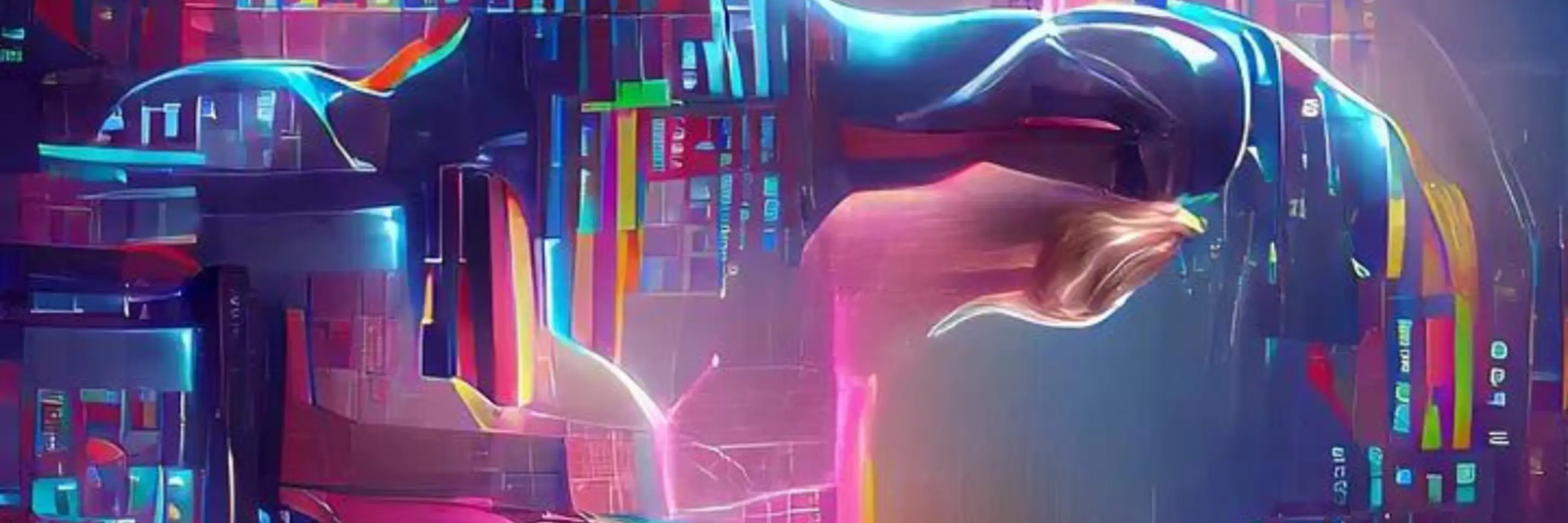 abstract graphic of blues, purples and pinks