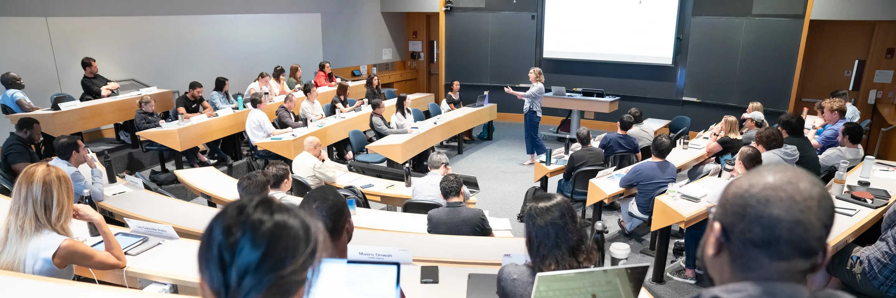 SFMBA students in class with professor giving lecture