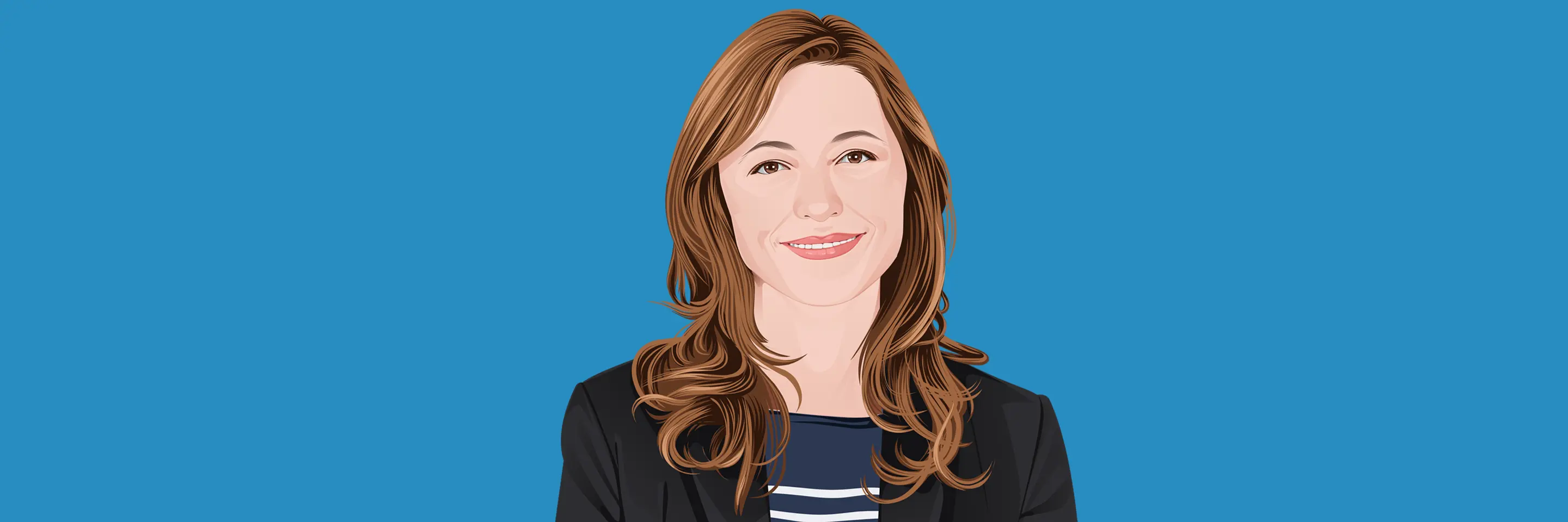 Illustration of a smiling woman in front of a blue background
