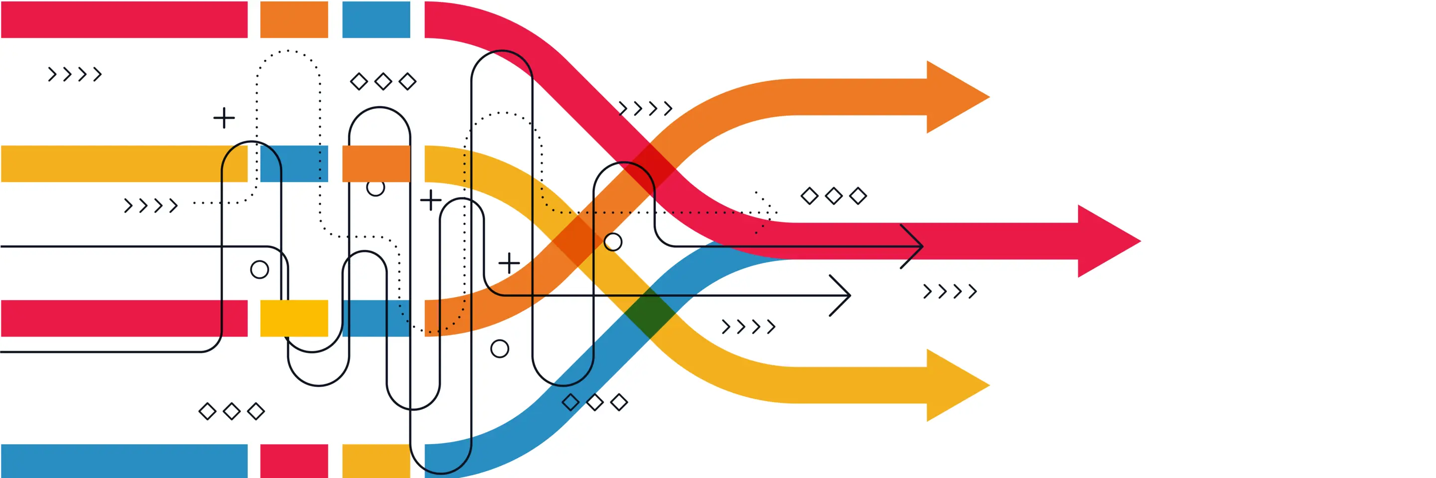 Image of overlapping arrows pointing to the right.