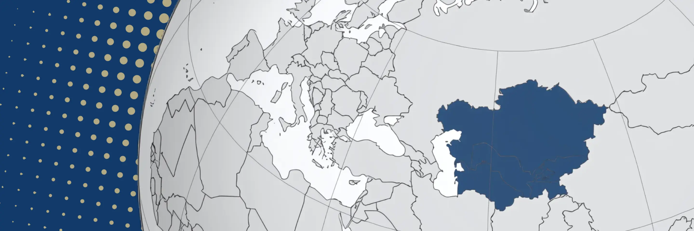 Graphic of a map of the world with central Asia Highlighted 