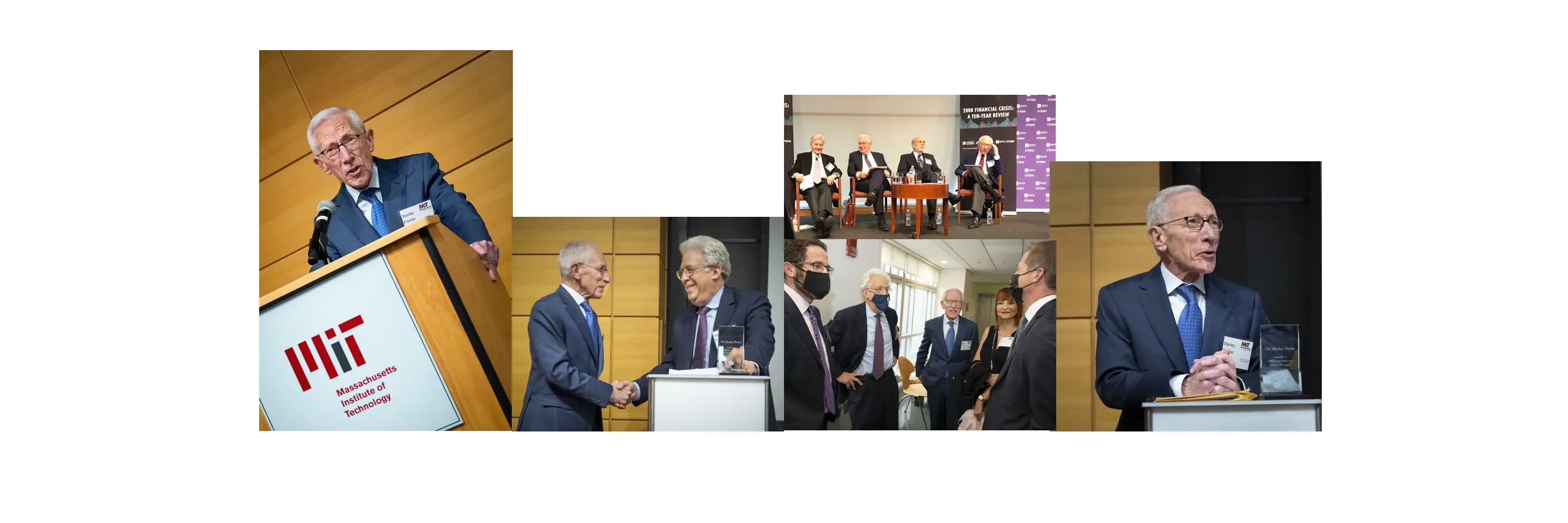 Collage of Stanley Fischer at MIT GCFP events