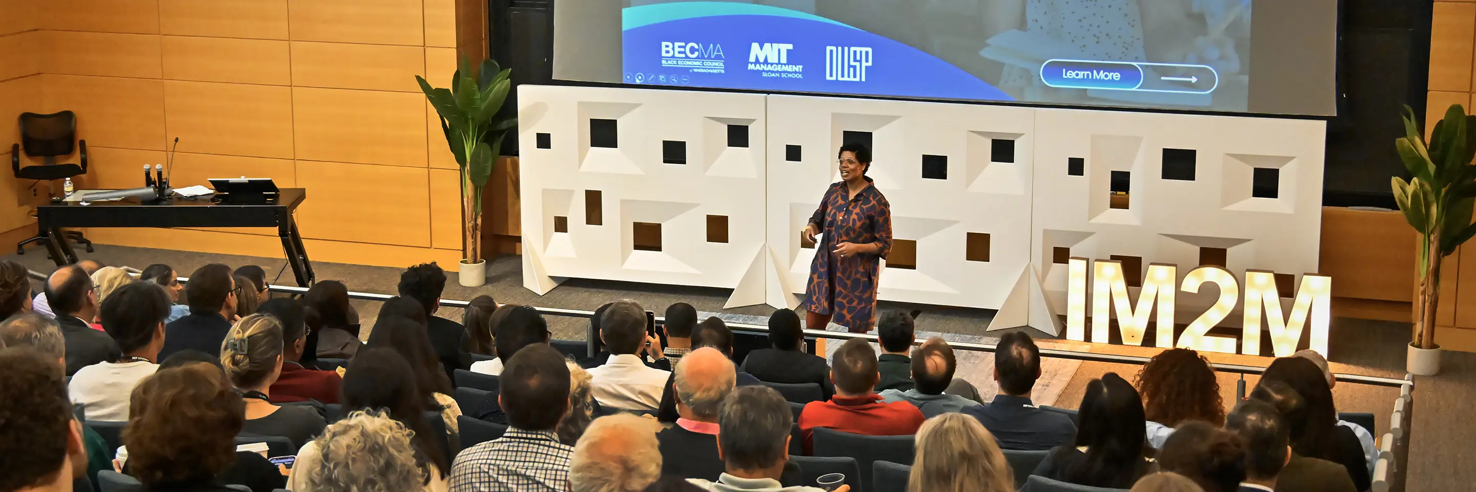 Woman speaks to audience