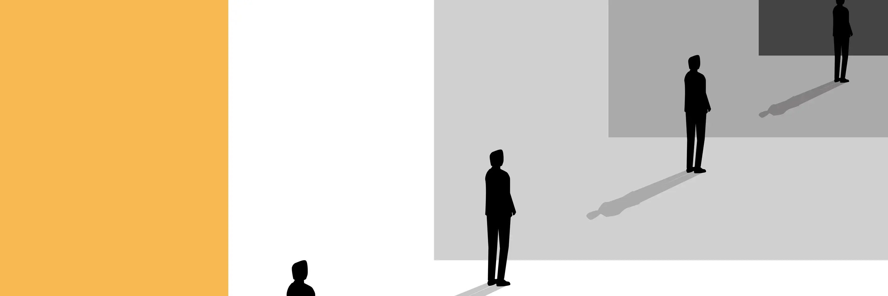 Simple illustration of people standing in a line facing the same direction