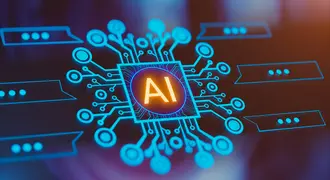 Artificial intelligence and machine learning concept. Abstract technology background.