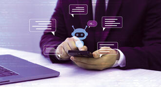 A person uses a virtual AI assistant