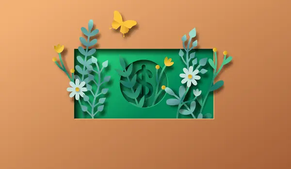 Illustration of plants growing from a dollar bill