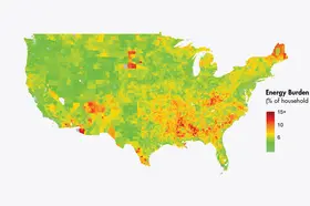 Map of average household energy burden between 2015 and 2020