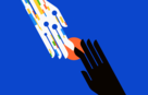 AI and human hand touching
