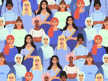 Illustration of a group of diverse women