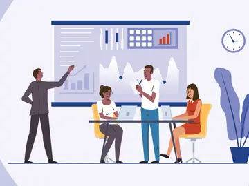 Graphic of person giving presentation