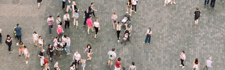 People gathering in the town square