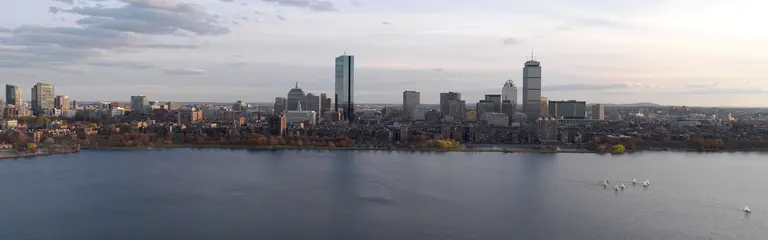 A view of the Charles River in the evening.