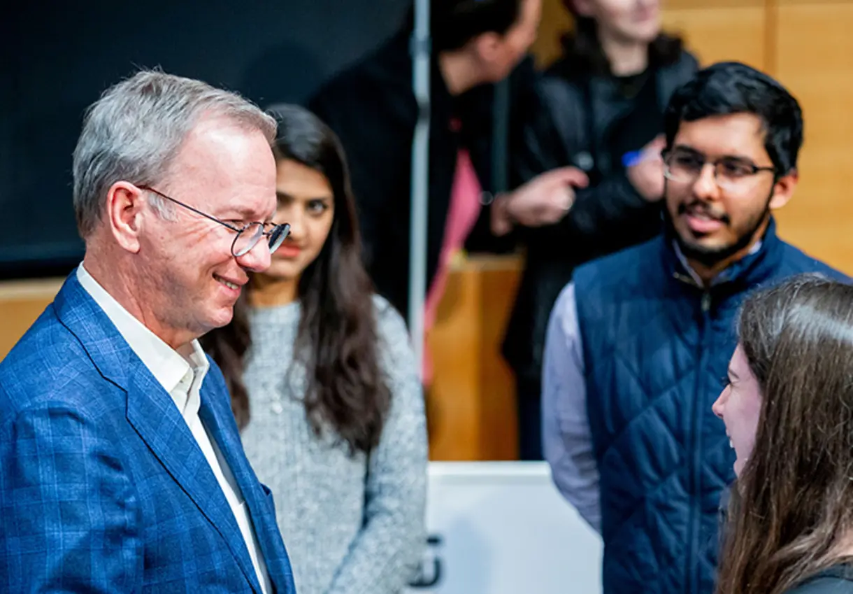 Eric Schmidt greets MIT students