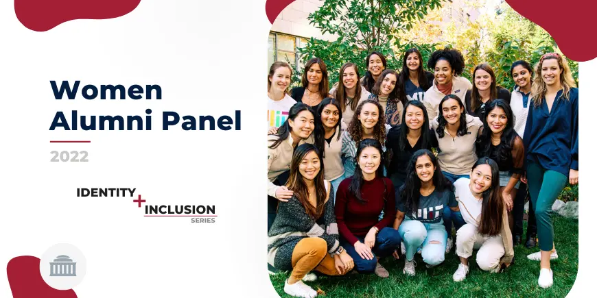 Women Alumni Panel 2022 Identity and Inclusion Series, three rows of women smiling for the camera