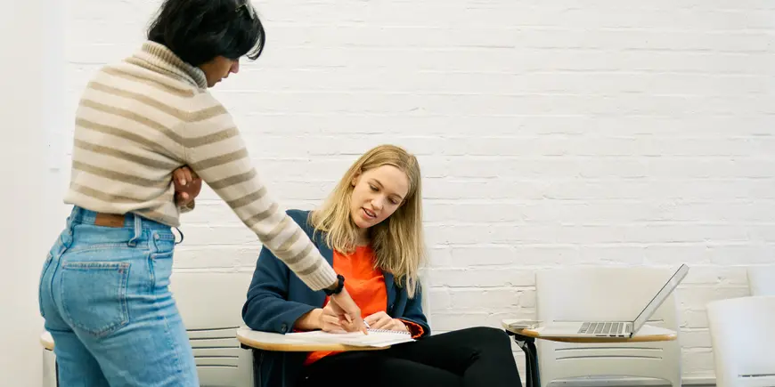 Elisa meets with her TA, Surya Mathialagan