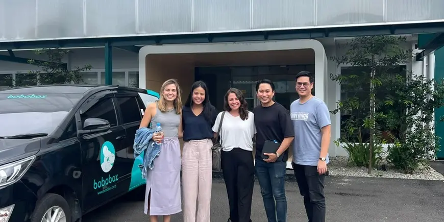 G-Lab 2023 to 2024 Bobobox team standing in front of Bobobox office