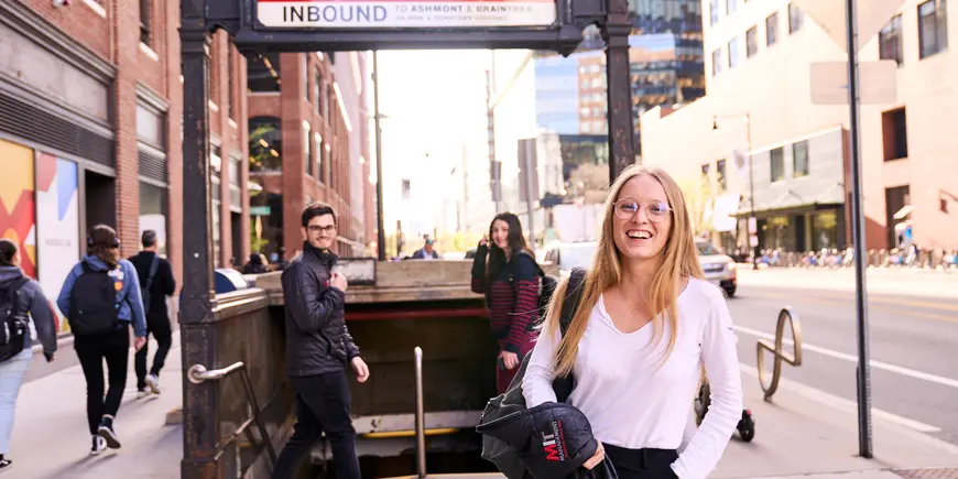 Anne Buisson and friends get ready to take the subway into Boston.