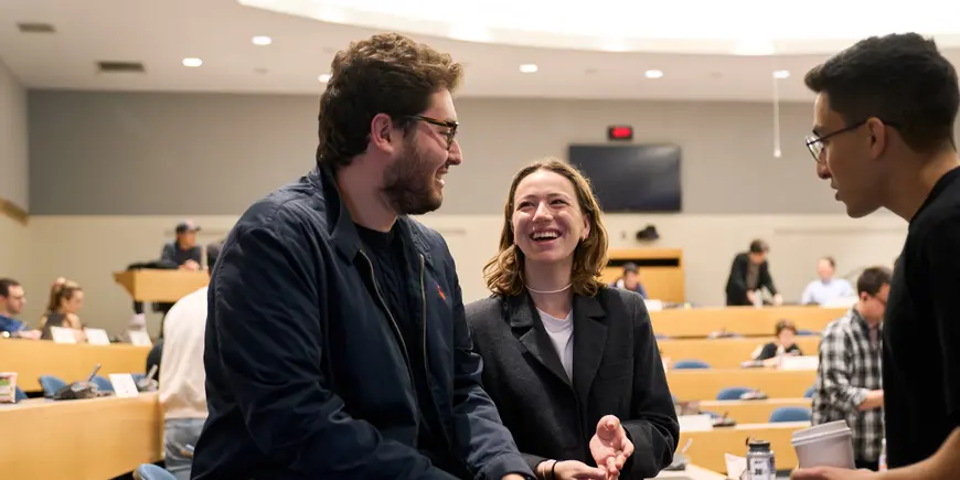 Benedetta Magni chats with two of her classmates.