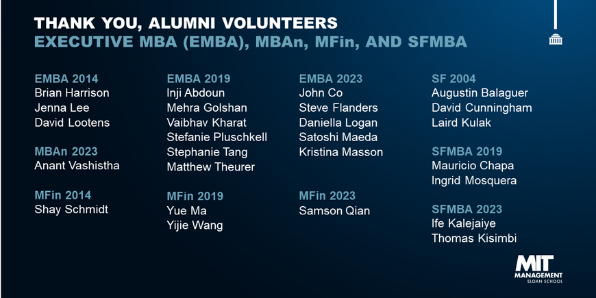 Reunion EMBA MBAn MFin & SFMBA Volunteers 2024