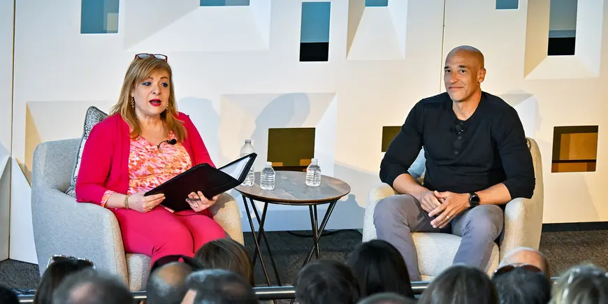 Interim Dean Perakis and Marcus Wilson speak at MIT Sloan Reunion 2024.