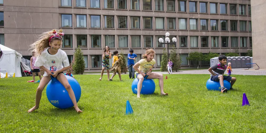 Children participate in lawn games