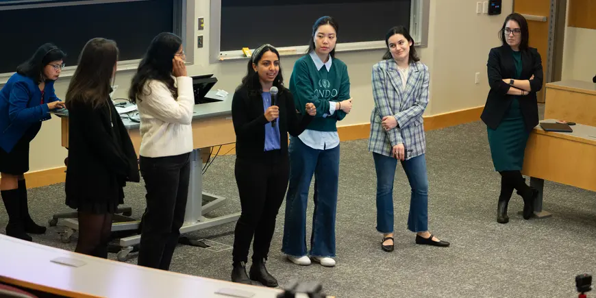 Hackathon 2025 students presenting in a classroom