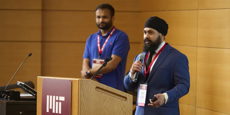 Ford Pitch Day Presentation. From left: Ishan Patel, Ford; Balpreet Singh, Ford