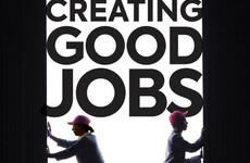 Cover of the book Creating Good Jobs, showing the title and two workers opening a door