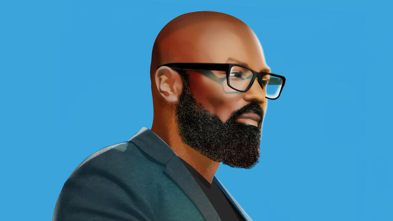 A photoillustration of former WeWork executive Craig Robinson, a co-founder of the Business for Racial Equity Pledge.