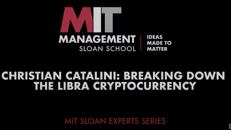 Title slide with MIT Sloan logo and title Breaking Down the Libray Cryptocurrency