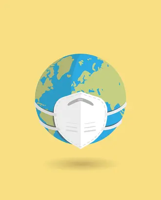 globe with surgical mask