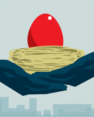Graphic of someone holding a nest egg