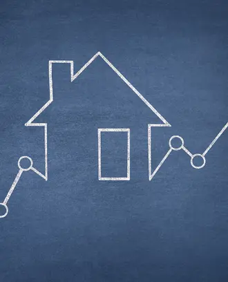 Chalk board drawing of graph and house