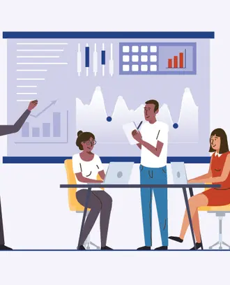 Graphic of person giving presentation